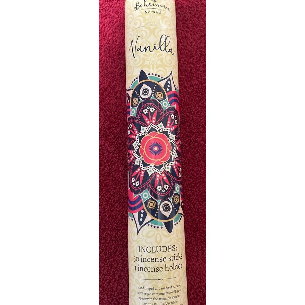 Hand Dipped Vanilla Incense, 100% Vegan, 30 sticks with holder, NIB